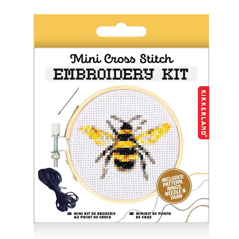 Mini Cross Stitch Bee Embroidery Kit from Kikkerland