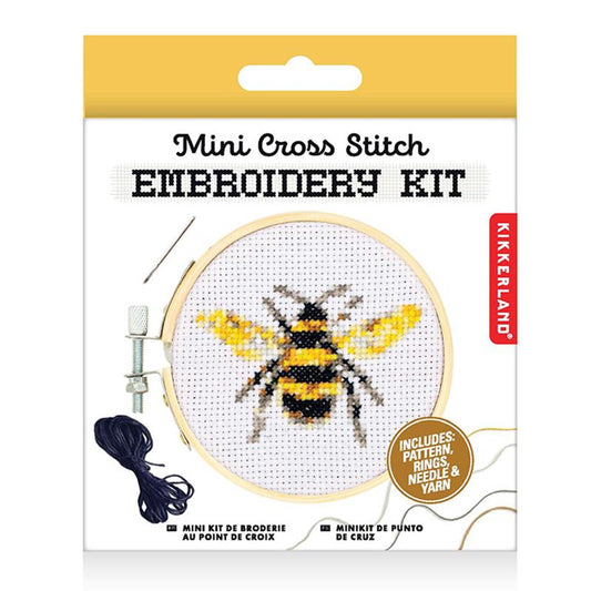 Mini Cross Stitch Bee Embroidery Kit from Kikkerland