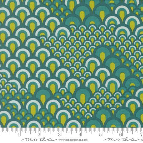 TEAL Sea Waves Blenders Geometric, Legendary Love by Sariditty, Moda Fabrics