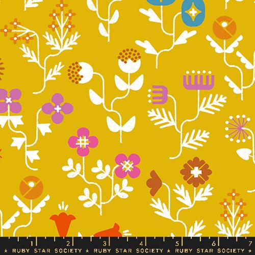 GOLDEN ROD CANVAS Forget me Not Florals, Salutations  by Rashida Coleman Hale for Ruby Star Society
