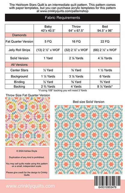 Heirloom Stars Quilt from Crinkly Quilts