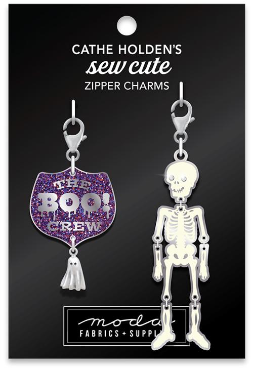 Skeleton Boo Badge Zipper Pulls 2ct Cathe Holden's Sew Cute