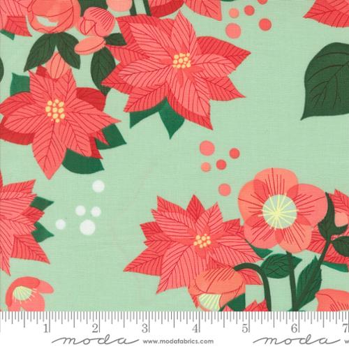 MINT Poinsettia Florals from Tiny Christmas by Lizzy House, Moda Fabrics