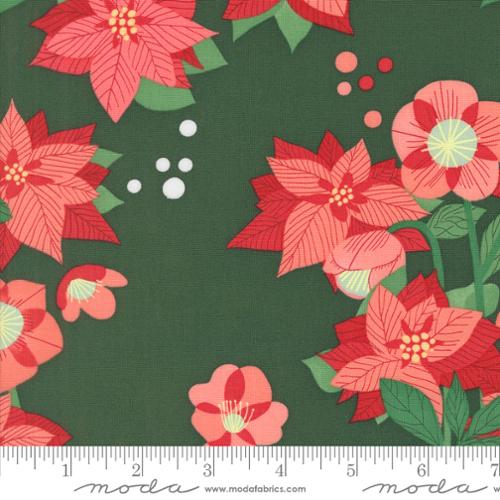PINE Poinsettia Florals from Tiny Christmas by Lizzy House, Moda Fabrics