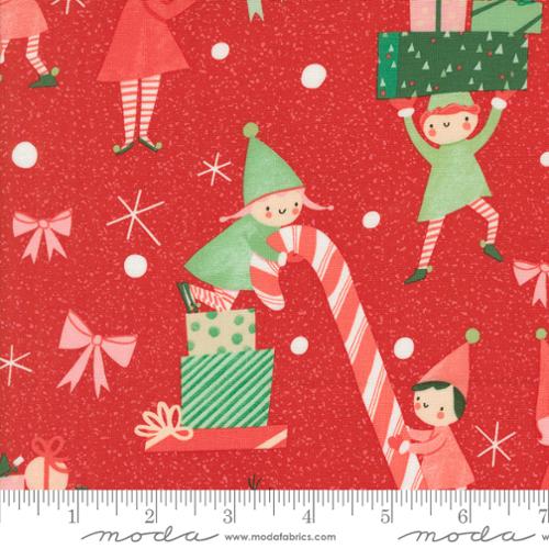 CHRISTMAS RED Elves from Tiny Christmas by Lizzy House, Moda Fabrics