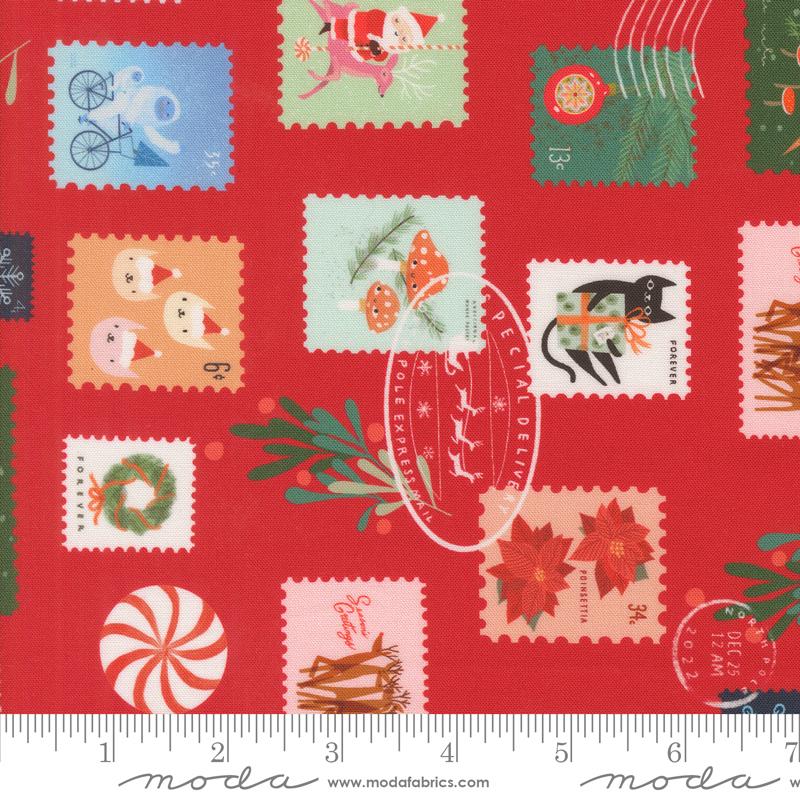 CHRISTMAS RED Stamps from Tiny Christmas by Lizzy House, Moda Fabrics