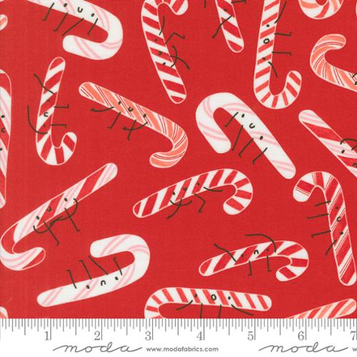 CHRISTMAS RED Candy Cane from Tiny Christmas by Lizzy House, Moda Fabrics