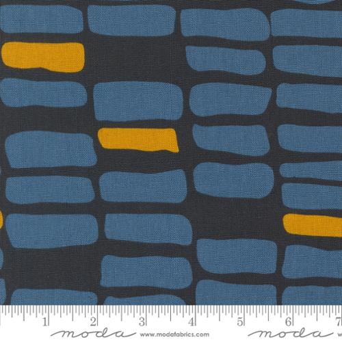 NAVY Brick Brushstrokes, Urban Whisper Mochi Linen by Zen Chic for Moda Fabrics