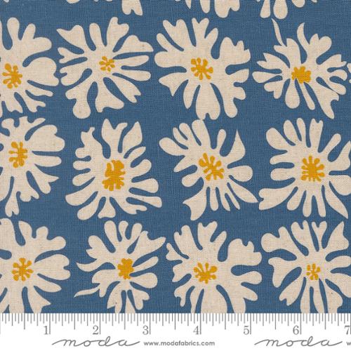 DENIM Bloom Florals, Urban Whisper Mochi Linen by Zen Chic for Moda Fabrics