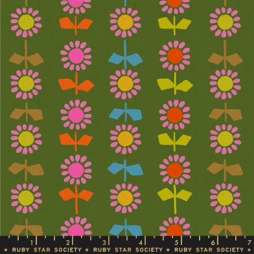 *Preorder for Late October 2025* SARAH GREEN Daisy Stripe Cotton Canvas from Catnap by Alexia Abegg for Ruby Star Society