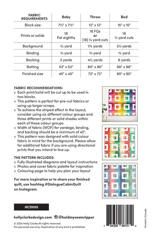 Dialogue Quilt Pattern by Holly Clarke Design
