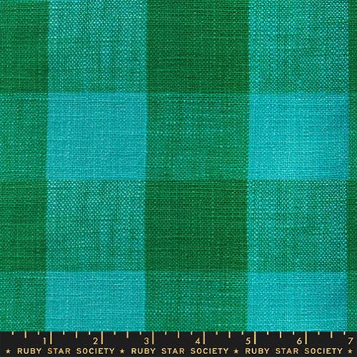 TURQUOISE Checker, Sunshine Toweling by Alexia Abegg for Ruby Star Society 16" Wide