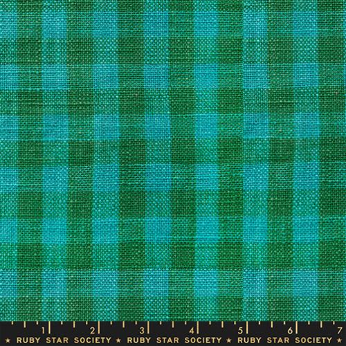 TURQUOISE Small Checker, Sunshine Toweling by Alexia Abegg for Ruby Star Society 16" Wide