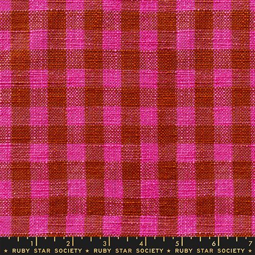 HOT PINK Small Checker, Sunshine Toweling by Alexia Abegg for Ruby Star Society 16" Wide