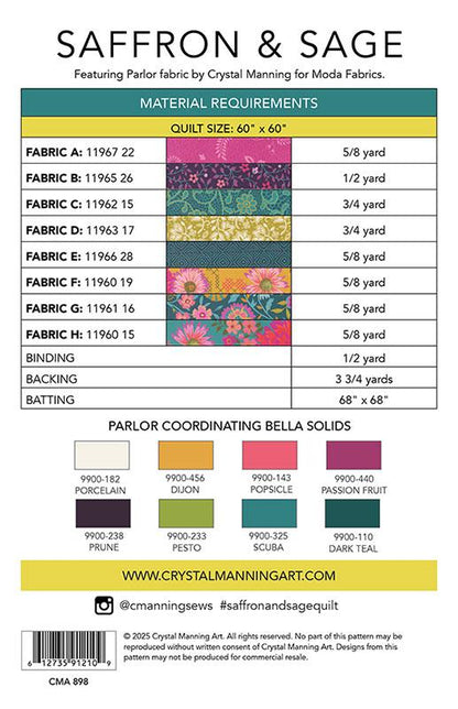 Saffron & Sage Quilt Pattern by Crystal Manning