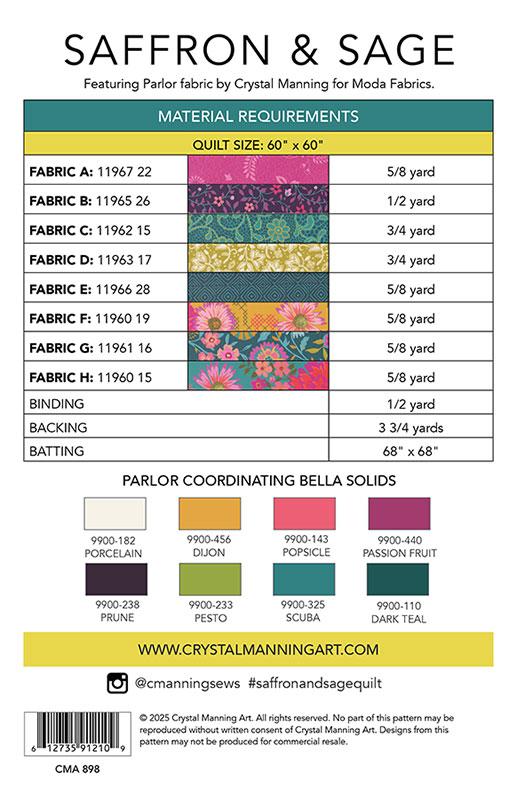 Saffron & Sage Quilt Pattern by Crystal Manning