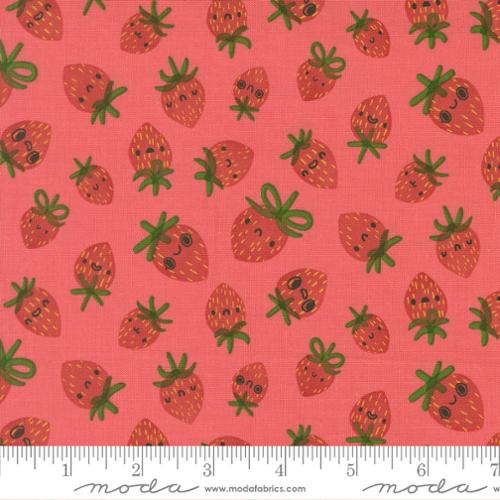 *Preorder* CORAL Strawberries, Funny Valentine by Lizzy House for Moda Fabrics