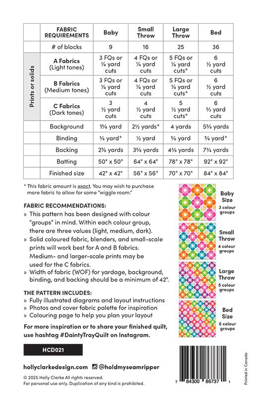 Dainty Tray Quilt Pattern by Holly Clarke Design