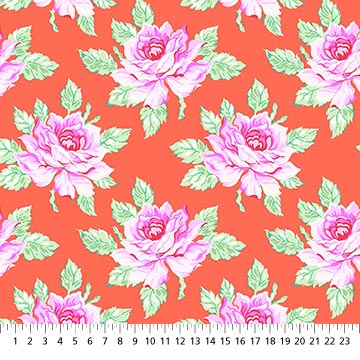 CORAL Hello Roses, Daisy Crush by Heather Bailey for FIGO Fabrics