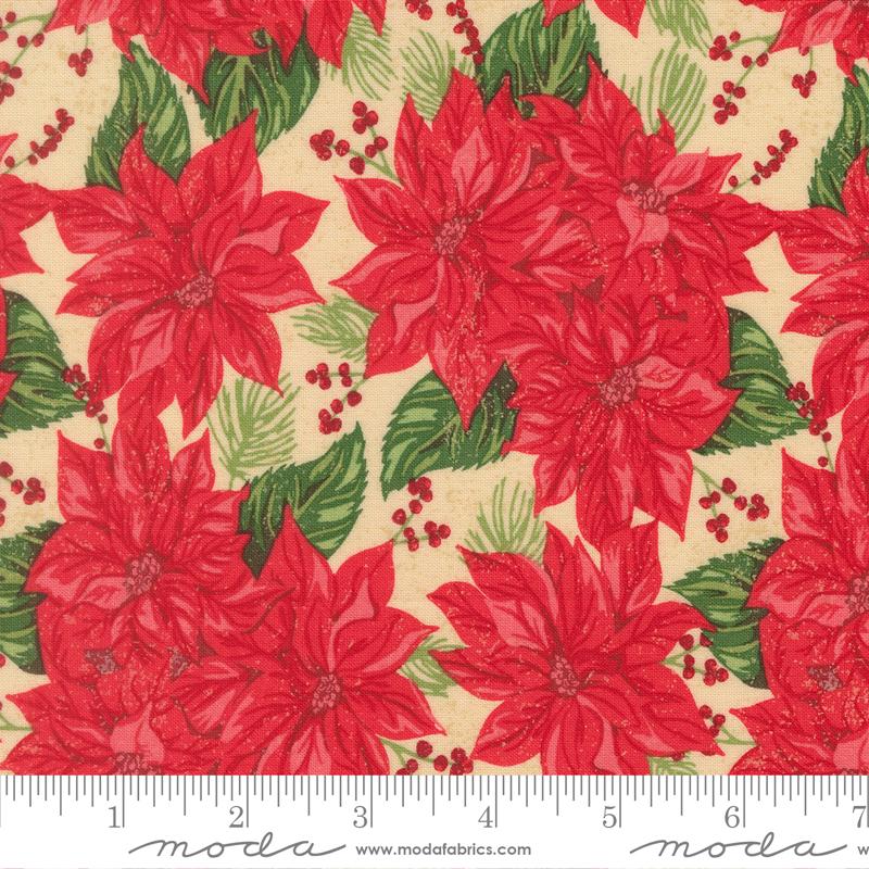 *Preorder* NATURAL Vintage Poinsettia, Holiday Cheer by Stacy Iest Hsu for Moda Fabrics