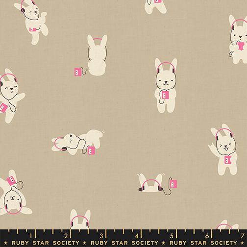 *Preorder* KHAKI Rabbeats, Linen/Cotton, Lofi Linens by Rashida Coleman Hale for Ruby Star