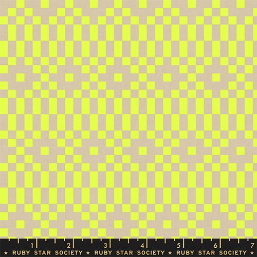 *Preorder* NEON YELLOW Bitmapped, Linen/Cotton, Lofi Linens by Rashida Coleman Hale for Ruby Star
