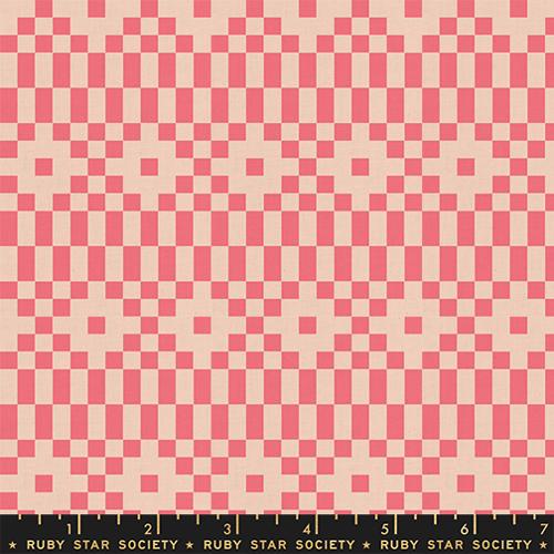 *Preorder* NEON CORAL Bitmapped, Linen/Cotton, Lofi Linens by Rashida Coleman Hale for Ruby Star