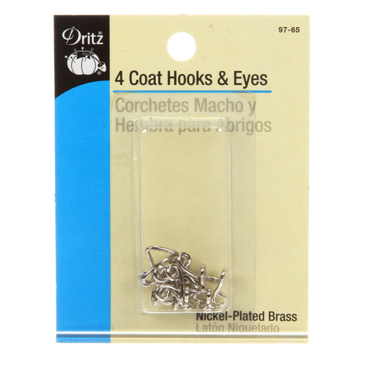 Coat Hook & Eye Closures by Dritz 4 count, Nickel