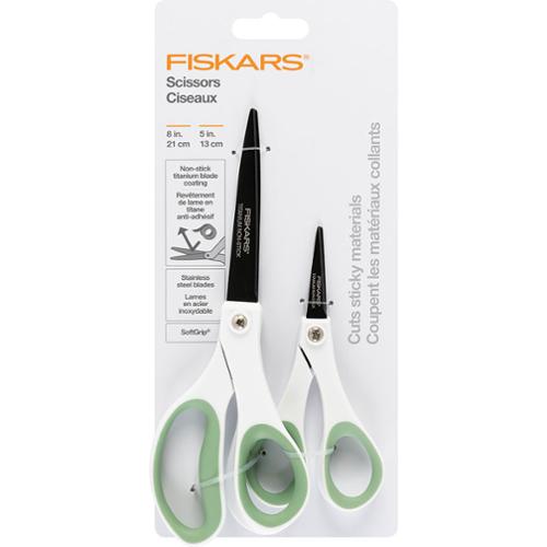 Fiskars 8 inch and 5 inch Set, Soft Grip Titanium Scissors
