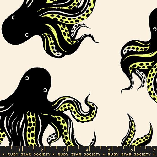 *Preorder* NEON YELLOW Mystery Food, Linen Cotton Canvas, Ink Shop by Sarah Watts for Ruby Star Society