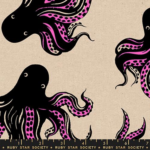 *Preorder* NEON PINK Mystery Food, Linen Cotton Canvas, Ink Shop by Sarah Watts for Ruby Star Society