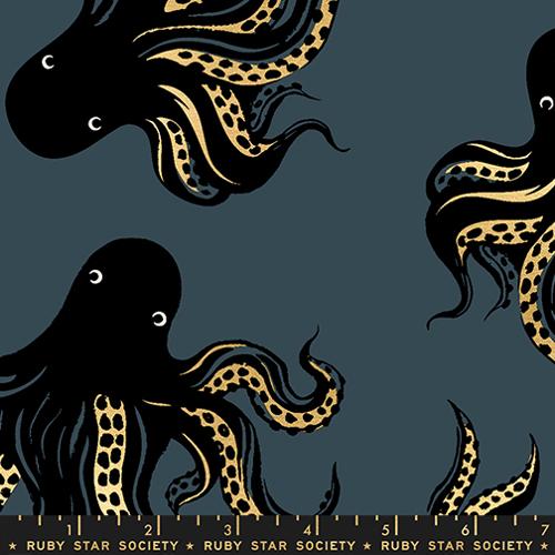 *Preorder* METALLIC SMOKE Mystery Food, Linen Cotton Canvas, Ink Shop by Sarah Watts for Ruby Star Society