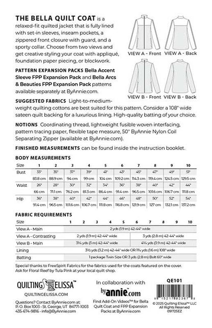 Bella Quilt Coat Pattern by Quilting Elissa