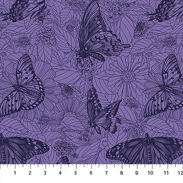 BLUEBERRY Winging It, Indelible Ink by Anna Maria for Northcott Fabrics
