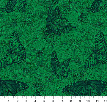 JADE Winging It, Indelible Ink by Anna Maria for Northcott Fabrics