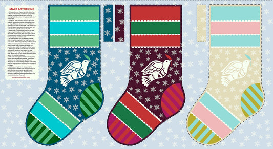 MULTI Christmas Stocking Panel, Cozy Christmas by Anna Maria for Northcott Fabrics