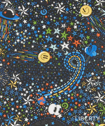 BLACK Adelajda in Space 100% Tana Cotton Lawn by Liberty of London Fabrics