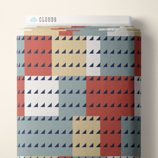 RED/NAVY Imperial- American Bold by Frank Lloyd Wright Collection for Cloud9 Organic Cotton