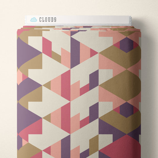 PINK/PURPLE Hollyhock- American Bold by Frank Lloyd Wright Collection for Cloud9 Organic Cotton