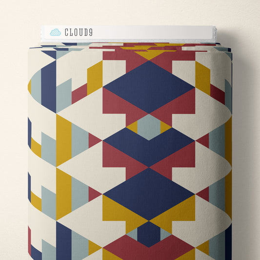 RED/NAVY Hollyhock- American Bold by Frank Lloyd Wright Collection for Cloud9 Organic Cotton