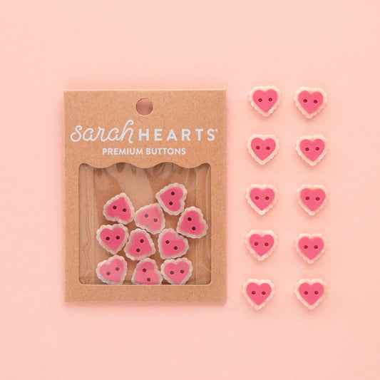 Pink Sweet Heart Small 5/8" Buttons from Sarah Hearts