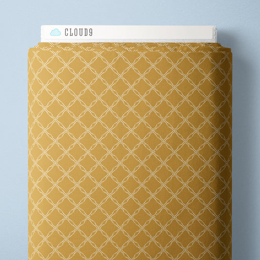 GOLD Dotted Lattice - Blossom & Dot by Kimberly Morgan for Cloud9 Organic Cotton