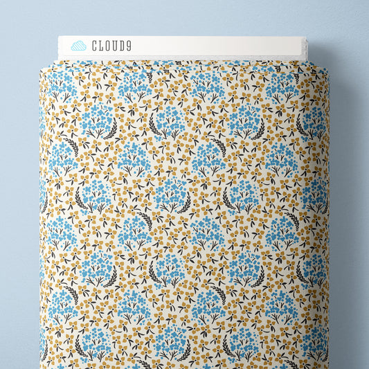 BLUE Calico Meadow - Blossom & Dot by Kimberly Morgan for Cloud9 Organic Cotton
