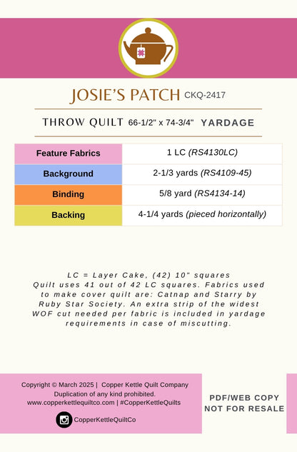 Josie's Patch Quilt by Copper Kettle Quilt Company