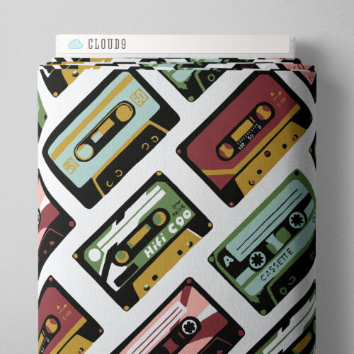 CASSETTES Tara Barr - Organic Cotton Canvas from Canvas Collective for Cloud9 Fabrics