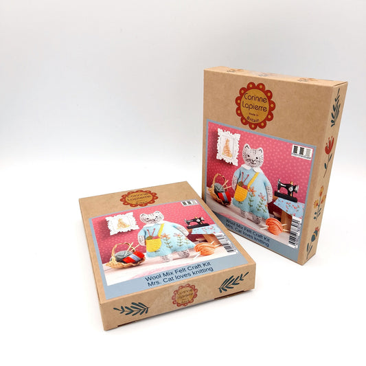 Wool Mix Felt Craft Mrs. Cat Kit by Corinne Lapierre