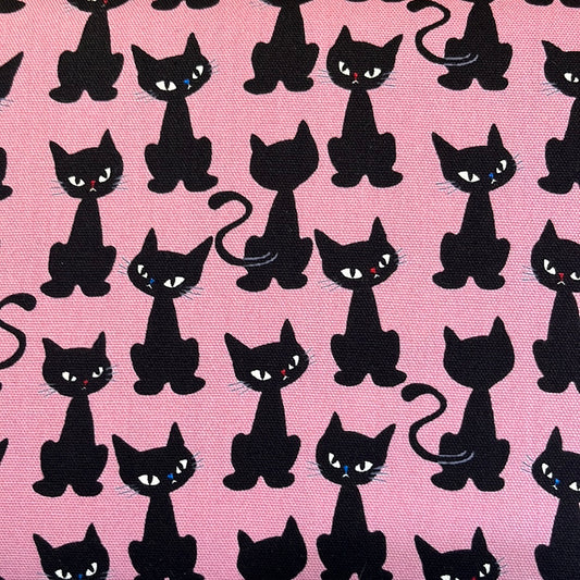 ROSE Black Cats Oxford Cotton from Hishiei