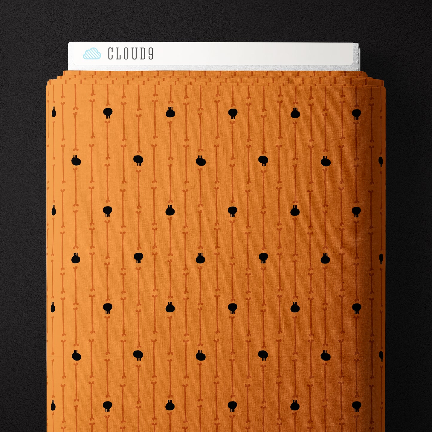 ORANGE Skull Stripe - Dem Bones by Sarah Watson for Cloud9 Organic Cotton