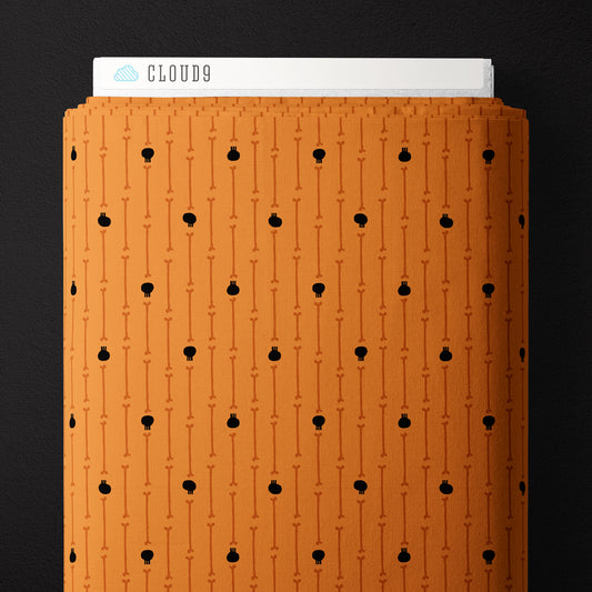 ORANGE Skull Stripe - Dem Bones by Sarah Watson for Cloud9 Organic Cotton