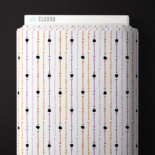 WHITE/MULTI Skull Stripe - Dem Bones by Sarah Watson for Cloud9 Organic Cotton